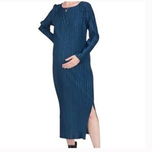 Hatch Sora Midi Pleated Blue Maternity Dress Small